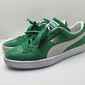 Celtic Green White Suede Puma Sneakers Mens Sz 7 Womens Sz 9 Vintage Lace Up